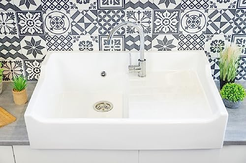 Lavello Lavatoio in Ceramica Timbro D'ufficio Grand Siecle Bianco