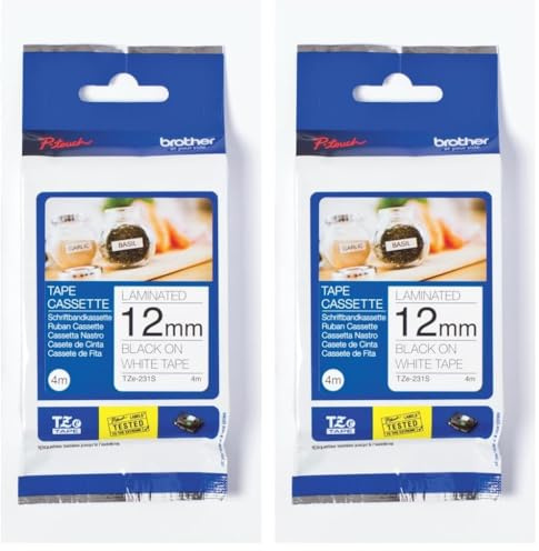 Brother Original P-touch Schriftband TZe-231S (kompatibel mit Brother P-touch PT-H100LB/R, H105, E100/VP, D200/BW/VP, D210/VP) (Packung mit 2)