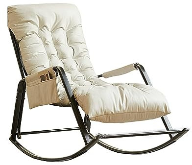 Modern Relaxliege Liegestuhl,Schaukelstuhl gepolstert mit Armlehnen,sonnenliegen mit Aufbewahrungstasche,camping schaukelstuhl,Geeignet for Schlafzimmer, Wohnzimmer, Flur, Garten, Terrasse. ( Color :
