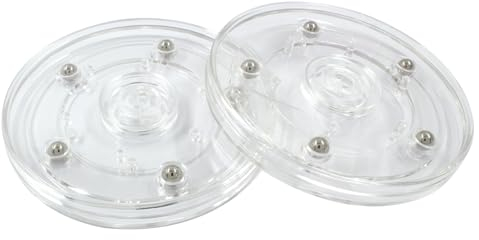 Waziaqoc Lazy Susan Drehteller, Acryl, Kugellager, drehbares Tablett für Küche, Speisekammer, 10,2 cm, transparent, 2 Stück