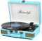 Tocadiscos 3 Velocidades Bluetooth Portátil Maleta Reproductor de Vinilos con Altavoces Integrados Tocadiscos Audio Mejorado Sonido PU Cuero Vintage Azul