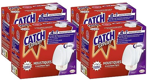 CATCH EXPERT Lot de 4 Diffuseurs électriques Moustiques Répulsif 45 nuits
