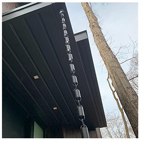 Regenketten Aluminium-Regenketten für Fallrohre, schwarz pulverbeschichtet, Regenketten für Dachrinnen, schwarze Regenfängerkette, Haus- und Gartendekoration, Villa, Terrasse, Gartendekoration (Farbe: