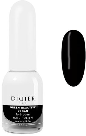 DIDIER LAB Green Reactive - Forbidden - Vegan Nail Varnish - Long Lasting Nail Polish - Hema Free - Cruelty Free - 25 Free Formula - Non Toxic Nail Polish - Black - 10ml