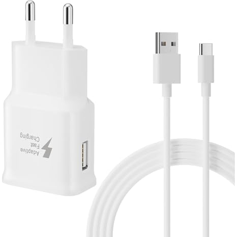 Ladekabel Samsung Schnellladekabel, 15 W Samsung Ladegerät mit 1.2 M USB A-C Kabel für Galaxy S23/S22/S21/S20/S10/S9/S8/Note 8/9/10/20/A54/A53/A34/A33/A32 Handy Ladegeräte