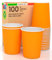 Lot de 100 verres en papier 200 ml écologiques biodégradables jetables fabriqués en Italie pour emporter des boissons chaudes et de l'eau colorées, orange. Fabriqué et emballé en Italie