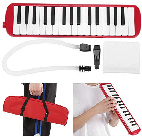 Instrumento Educativo Musical Melódica De 32 Teclas De Piano, Instrumento Musical De Viento Armónica Con Teclado De Piano Con Bolsa De Transporte Portátil Para Principiantes(Rojo)
