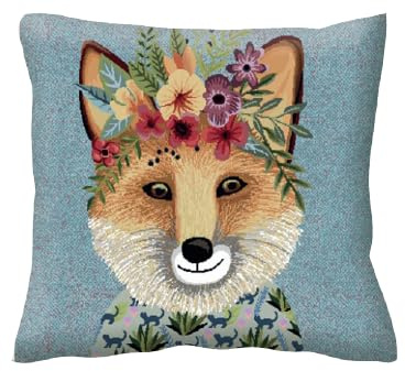 IL MAGGIOLINO | 40x40 Gobelin Kissenhülle mit Fuchs-Druck, Doppelgewebe, nahtverdeckter Reißverschluss, Made in Italy
