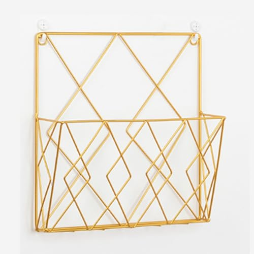 Porte-revues Mural en Métal, Petit Porte-revues for Salle De Bain, Toilettes Et Plus Encore, Solution De Rangement Pratique for Magazines Et Journaux, Plateau De Rangement Multifonction (Color : Gold