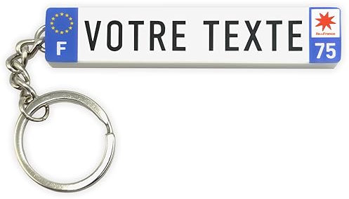 ThomiCraft - Porte-clef Personnalisable Plaque d'Immatriculation - Fabriqué en France en BioPlastique Écologique Imprimé en 3D - Porte-Clés Personnalisé - Idée Cadeau Original - Bleu, Noir, Carbone