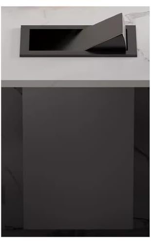 zktoermn Cubo De Basura Empotrado Cuadrado, Cubo De Basura De Acero Inoxidable 304 Integrado En El Mueble De Cocina, Cubo De Basura con Tapa, para Cocina, Baño(Black)