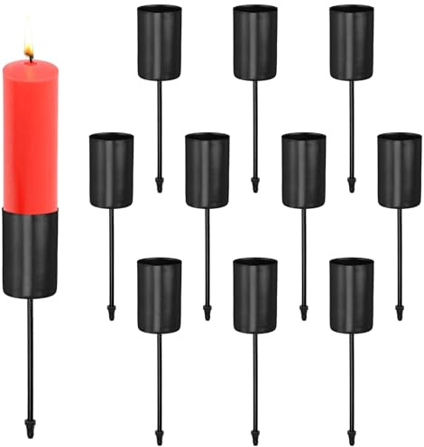 Skytowards 10 Stück Kerzenhalter Adventskranz Schwarz Mit Dorn - Kerzenständer Stabkerzen Stecker - Kerzenstecker Als Deko für Weihnachten & Wohnung