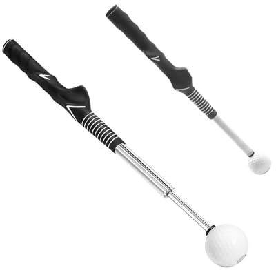 Vmxlso Retractable Golf Swing Trainer, Golf Swing Training Aid, Golf Training Aids for Tempo & Strength, Right-Handed Golf Grip Trainer for Indoor Practice, Warm-Up, and Chipping Training
