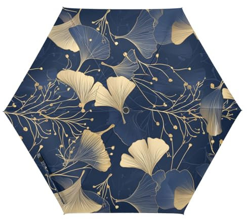 miaozhen UV50+ Ginkgo Leaf Gold Beige Regenschirm Automatisch öffnen für starken Regen, Wind, Wind und Regenschutz, große Regenschirme für Regen, automatisches Öffnen, Sombrillas de Lluvia