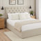 Chesterfield Button 4ft 6in Double Size Storage Ottoman Bed - Natural Linen Fabric, Stylish & Elegant Buttoned Design, Perfect for Bedrooms & Guest Rooms - H 1300mm x W 1450 x L 2060mm