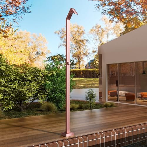 NOLUXA IMEX - Ducha Piscina Exterior Acero S.316 | Ducha Terraza Exterior con Rociador Cacada Rectangular 60x45mm | Outdoor Shower para Jardin con Agua Fría | Serie Niagara | Color Rosa Coral