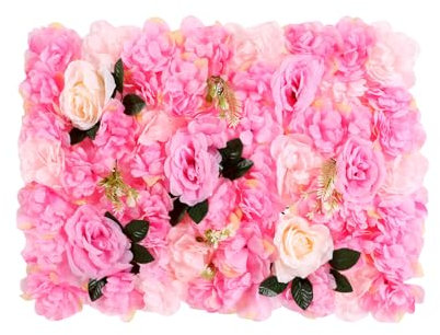 Panel de flores de fondo, 12 unidades, pared de flores artificiales, 40 x 60 cm, rosas artificiales, decoración hecha a mano con rejilla de plástico y cierre de pinhole, para bodas, fotografías,