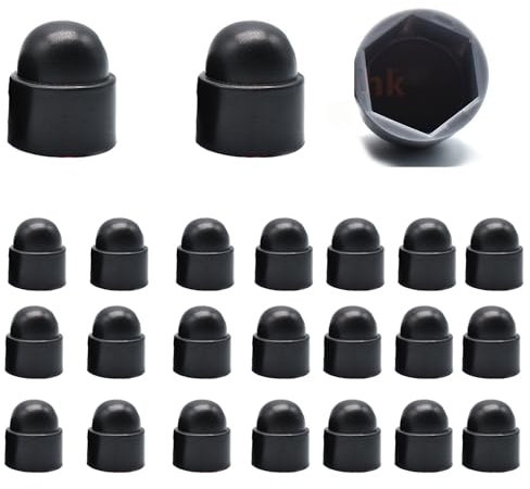 Schwarze Schutzkappen M6 (RAL 9005),25 Stück Plastikkappen für Schrauben und Muttern | Abdeckkappen, Hex-Mutterkappen, Staubschutz