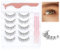 Obeyalash 5 Pairs Natural Lashes with Eyelash Glue Auxiliary Set False Eyelashes Clear Band Natural Look Wispy Eyelashes Strips