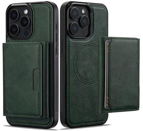 HJZSZX For iPhone XR Magnetic Wireless Charging Phone Case Leather Wallet Cover(For iPhone XR/Green)