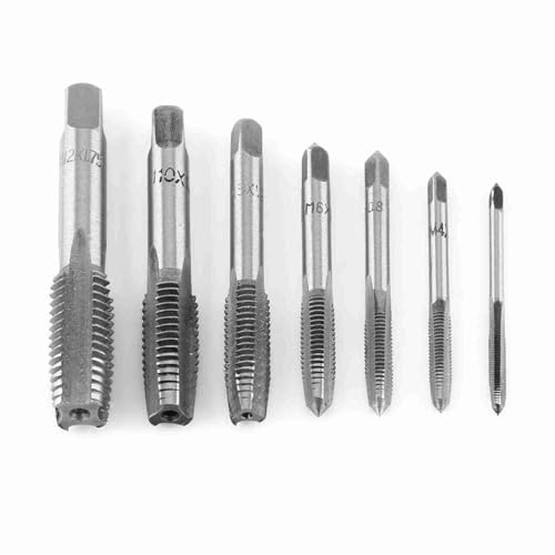 Haosie Gewindeschneider-Set aus Stahl, metrischer Windeisen, M3-M12-Umgewindewerkzeug, Lagerstahl-Gewindeschneid-Set für Holz, Kunststoff, Aluminium, 7-teilig