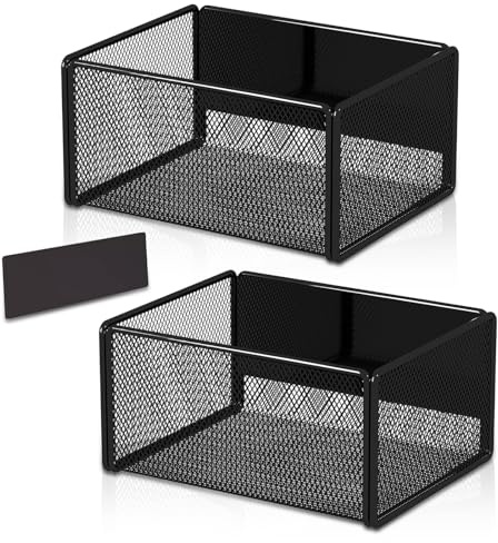SXTDKMJ 2 Stück Magnet Regal, Gewürzregal Kühlschrank Regal Gewürzregal Magnetisch Schwarz Magnetischer Organizer mit Magnetstreifen Für Küche Oder Bad(15,7x12cm)