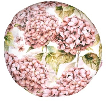 beties - Landlust Hortensie -, Kissenhülle ca. Ø 40 cm Landhaus-Collection – 100 % Baumwolle, Premiumqualität in Burgundy-Rose