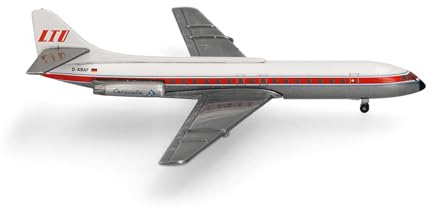Herpa Modellflugzeug LTU Sud Aviation Caravelle Miniatur im Maßstab 1:500, Sammlerstück, Flugzeug Modell ohne Standfuß, Metall