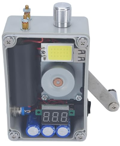 TIKATARER Emergency Hand Generator, Manuell Dynamo Generator med Handvev, Emergency USB-laddare Strömförsörjning Solenergilagring med COB-ljus, Idealisk för överlevnad
