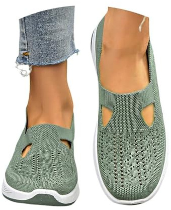 QIUhhpuy Chaussure Orthopédique Femme Été Baskets Légère Respirante Basket Ballerines Antidérapante Marche Enfiler Sans Lacet Sneakers Chic Fitness Slip on Confort Basquette Course Travail