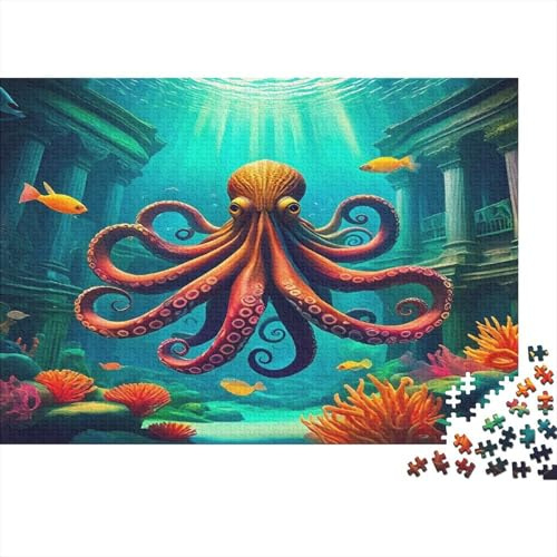 Krake Puzzle 1000 Teile aus recyceltem Karton, Krake in Ruinen, Premium & Hoher Schwierigkeitsgrad, Herausfordernd für Erwachsene ab 14 Jahren, 70x50cm
