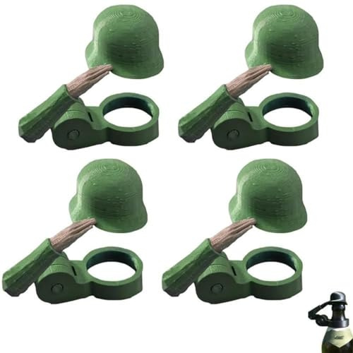Bierflaschenverschluss Soldaten Helm, Soldat Salut Bierflasche Helm, Bierflaschenverschluss Stahlhelm, lustiger Salute Soldaten Bierhelm, für Party, Grillparty, Bar, Beer Lovers & Veterans (4-green)