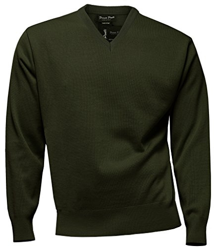 Gabicci Plain V-Neck Sweater (XL, Olive)