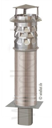 Doppelwandige isolierte Schornsteinverlängerung mit eckigem 246x246 Einschub & Windkat Ø 250