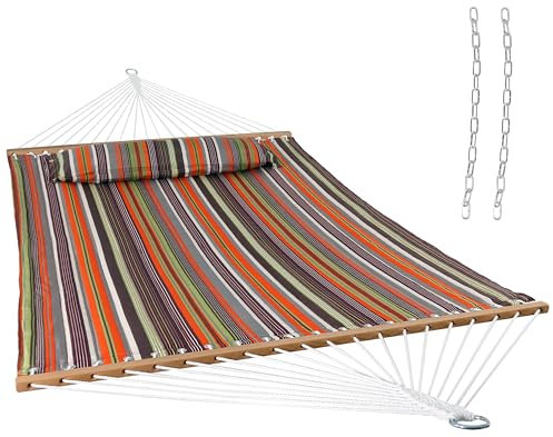 Sunnydaze Quilted Double Hammock for Outside with Pillow, Canyon Sunset