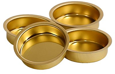 Teelichthalter Messing Ø 40mm / 12mm flach - Teelicht Tülle für Standard Teelichtkerzen. Ein echtes deutsches Qualitätsprodukt., Größe:4er Set