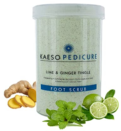 KAESO Exfoliante para Pies Lima y Jengibre 1200ml – Elimina Durezas y Células Muertas – Con Menta Refrescante, Hidratación y Regeneración Celular – Pies Más Suaves, Renovados y Listos para Pedicura