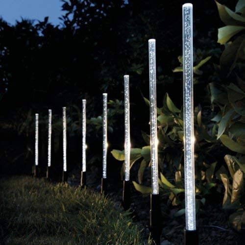 Garden Mile® 8 luces LED solares de burbujas de cristal, iluminación de borde de jardín al aire libre, impermeable, recargable, 30 cm