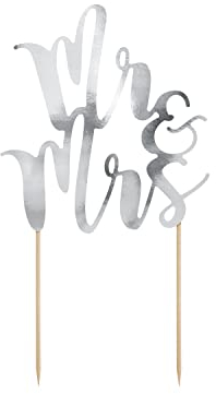 Cake Topper Mr & Mrs 25,5 cm x 1 Stück Tortendeko Kuchendeko Tortenstecker Tortenfigur Hochzeit silber/Tortentopper mit Schriftzug Mr&Mrs- silberne Hochzeitstorte Topper