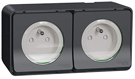 Schneider Electric Prise électrique, Gris, 2 prises