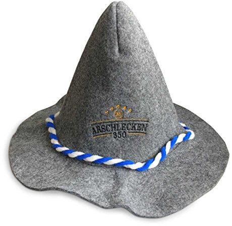 Filzhut Hut Räuberhut Sepperlhut Wiesnhut Arschlecken350, Einheitsgröße, grau