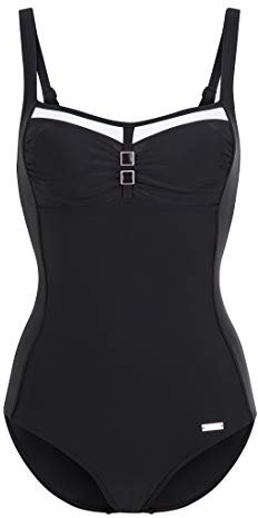 Lascana Damen Damen Badeanzug mit Kontrastdetails & Shaping-Einsatz im Marine-Design mit Shaping, Verstellbare Träger