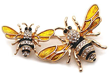 FlYHIGH Broche Abeille Broche Émail Corsage Décoration Bijoux Exquis De Insecte Épingles Badge De Mode Strass Jaune Broche Antique