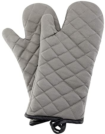 ARCLIBER Oven Mitts 1 Pair of Quilted Lining,Heat Resistant Kitchen Gloves,Classic Flame Oven Mitt Set,Grey 13 Inches