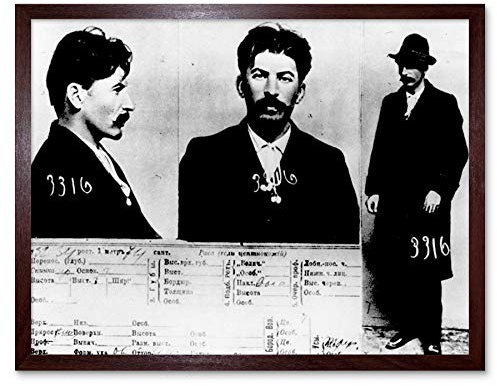 Russian Tsarist Police Mug Shot Joseph Stalin Photo Art Print Framed Poster Wall Decor 12x16 inch
