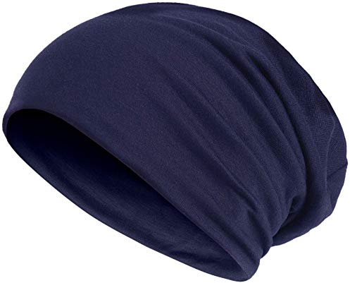 Hatstar® 2in1 Reversible Damen Beanie | Damen und Herren Mütze | Baumwoll Sommermütze | Fahrradmütze (1 farbig | Navy)