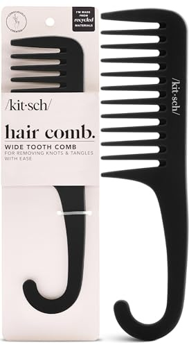 Kitsch Pro Kamm zum Entwirren von Haaren, mit breitem Zahnkamm, einfacher Griff, für Frauen mit dickem Haar