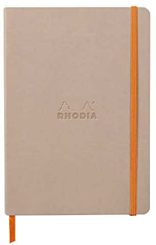 Rhodia 117373C - Notizheft Softcover Rhodiarama DIN A5 (14,8x21 cm), 80 Blatt, liniert Clairefontaine Papier Elfenbein 90g Lesezeichen, Gummizugverschluss, Cover aus Kunstleder Rosa, 1 Stück