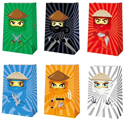24 Stück Partytüten für Ninja-Geburtstagsparty-Zubehör, Ninja-Party-Geschenk, Goody Treat Candy Bags für Party Favors