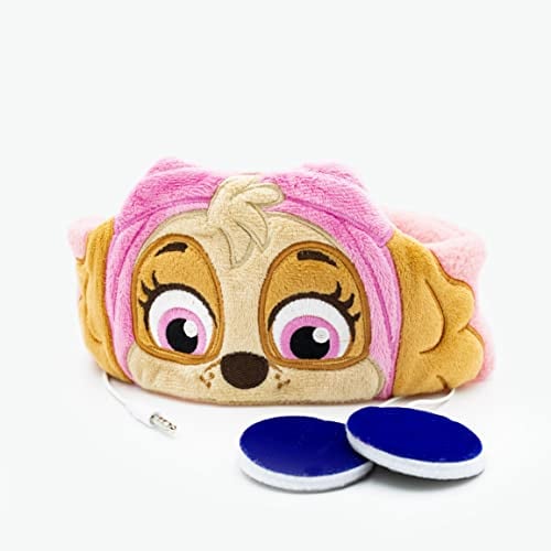 Paw Patrol Stirnband-Kopfhörer und Schlafmaske für Kinder mit Skye der Zeichentrickheldin - Bequem durch weichen Fleece - Kein Druck auf den Ohnen - Lautstärkebegrenzung - Ideal für Reisen (Rosa)
